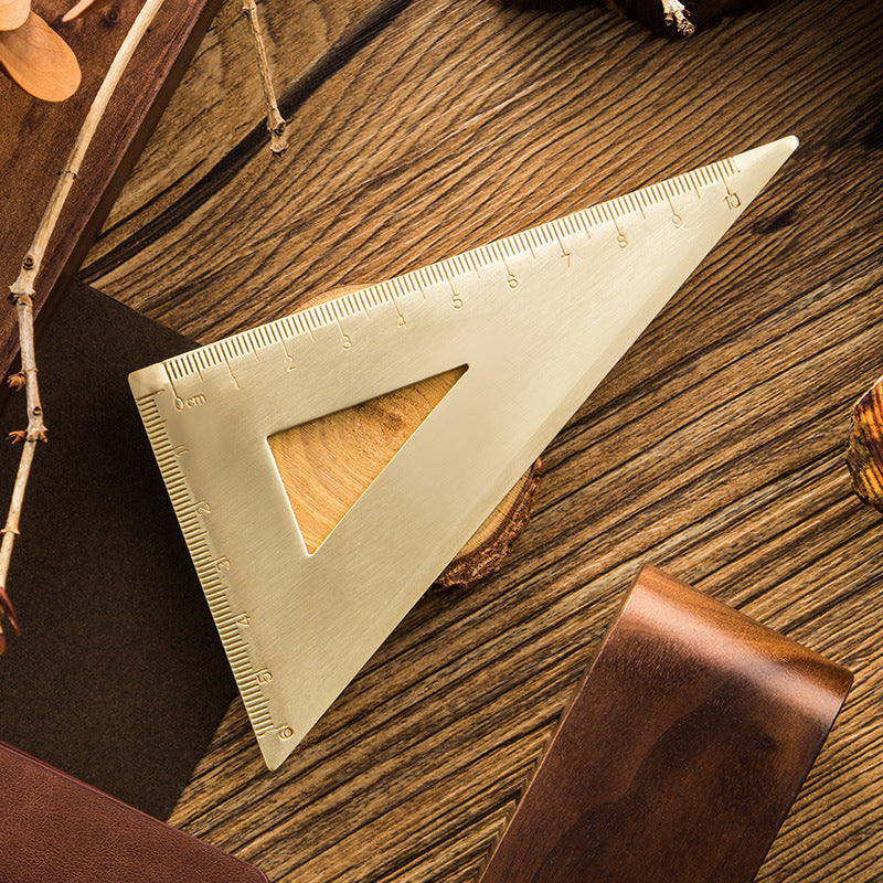 Brass Triangle Set-Square and Protractor