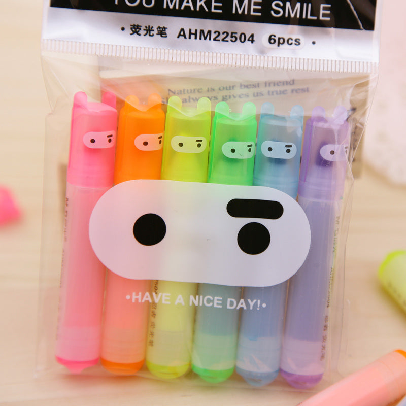 Highlighter 6 Color Set Portable Highlighter Markers