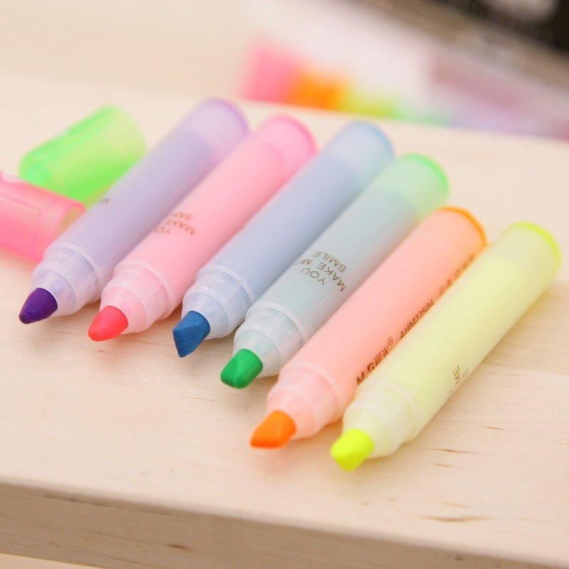 Highlighter 6 Color Set Portable Highlighter Markers