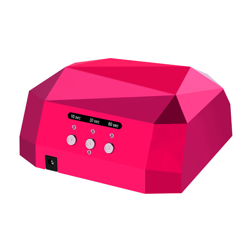 Pink geometric-shaped device with control buttons on a white background