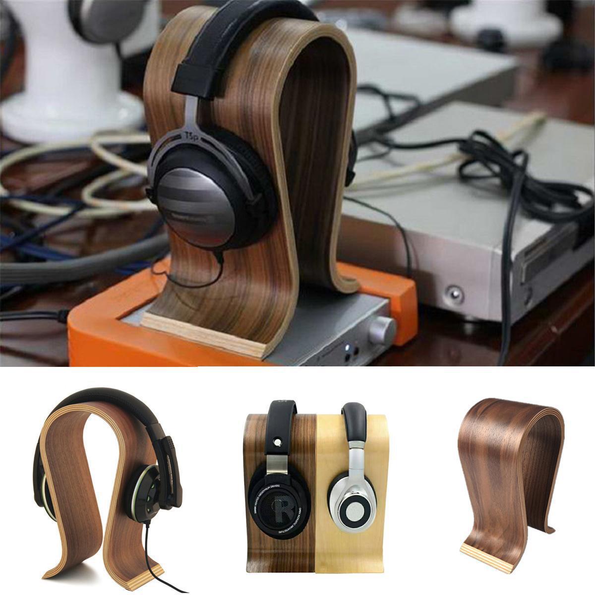 Headphone Stand Solid Wood for Computer