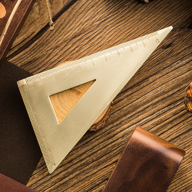 Brass Triangle Set-Square and Protractor