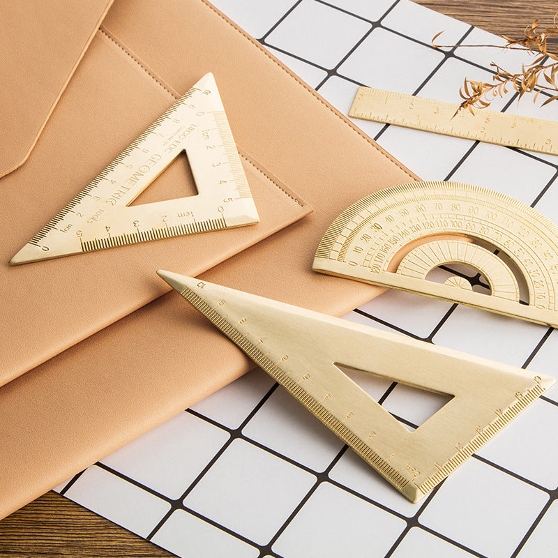 Brass Triangle Set-Square and Protractor
