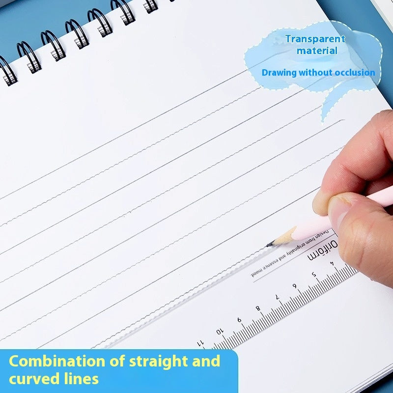 Transparent Ruler Wave Line Ruler Multifunctional Stationery