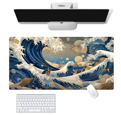High Line Rubber Mouse Mat - Great Wave of Kanagawa Style