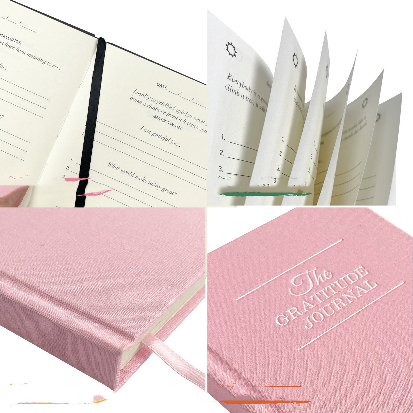Gratitude Journal Think Notebook - Planner Agenda - Customisable Colour