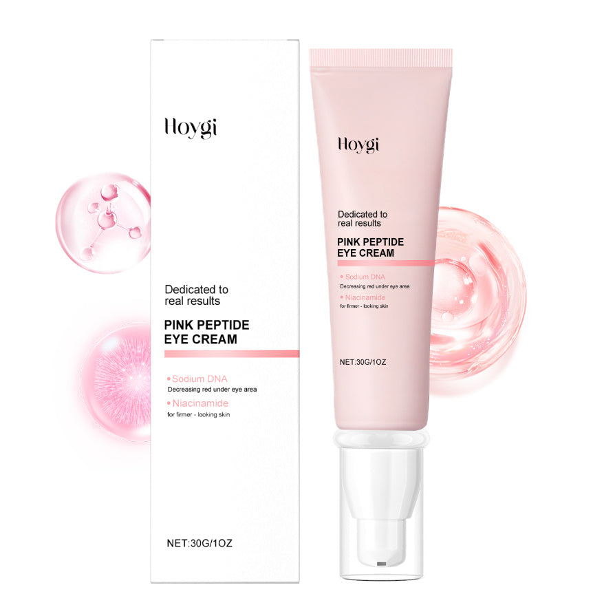 Pink Peptide Eye Cream with packaging on a white background