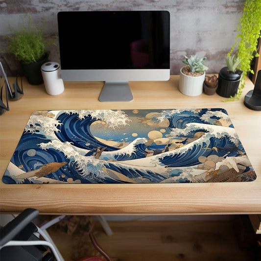 High Line Rubber Mouse Mat - Great Wave of Kanagawa Style